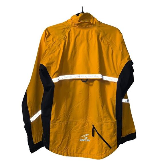 Showers Pass Men's Waterproof Nylon Cycling Jacket Size M Yellow Black Pockets - Picture 2 of 13
